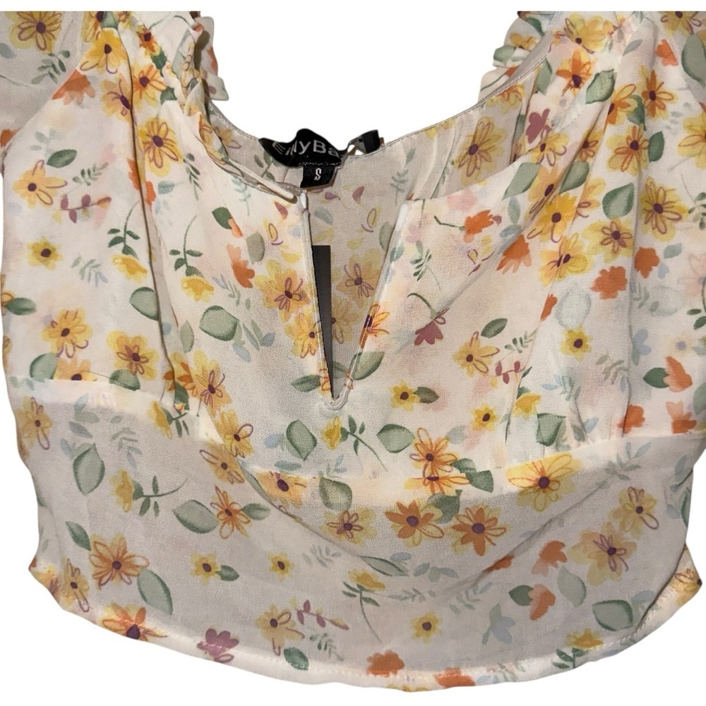 💡𝐍𝐖𝐓-𝐄𝐈𝐋𝐋𝐘 𝐁𝐀𝐙𝐀𝐑 𝐅𝐋𝐎𝐑𝐀𝐋 𝐙𝐈𝐏 𝐒𝐈𝐃𝐄 𝐕 𝐍𝐄𝐂𝐊 𝐂𝐑𝐎𝐏 𝐓𝐎𝐏 - Picture 2 of 6